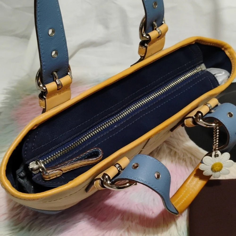 Coach Y2K Blue/Tan Denim & Leather Mini Shoulder Bag W Dust Bag - Picture 9 of 14